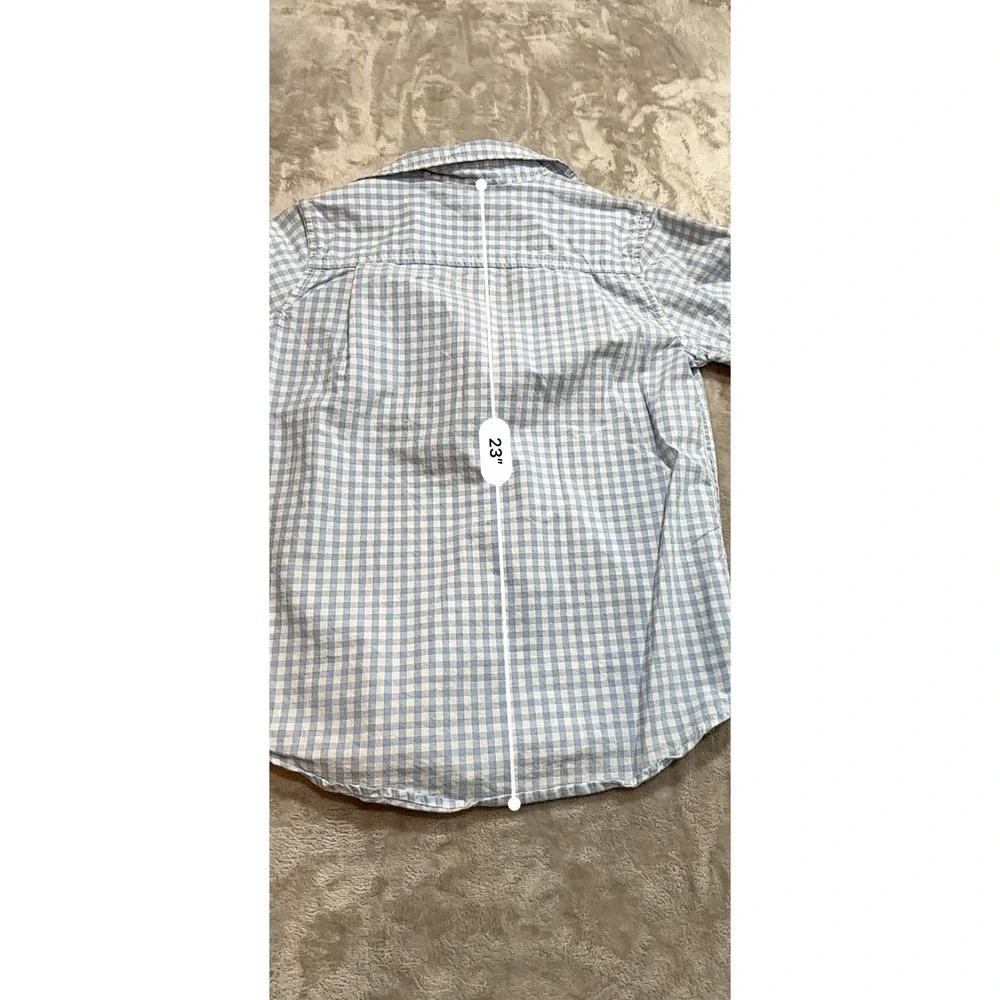 The Childrens Place Boys Light Blue Checkered Button Down Shirt Size L 10 12 EUC